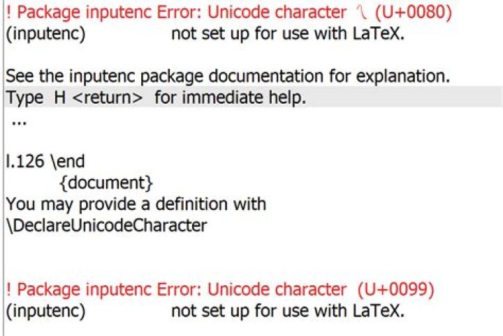What is package Inputenc error?