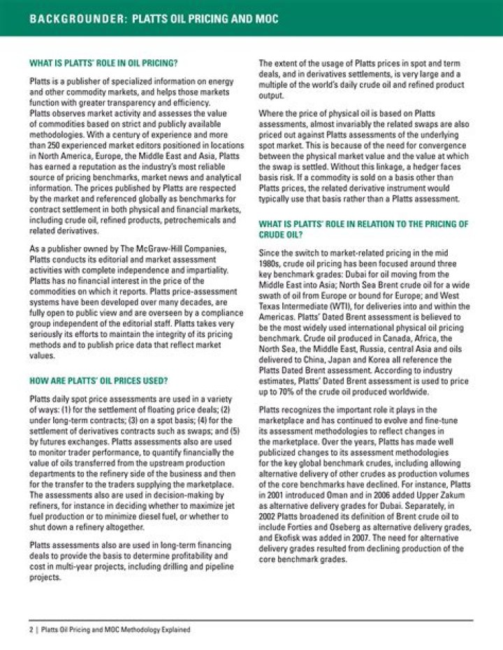 What is Platts price?
