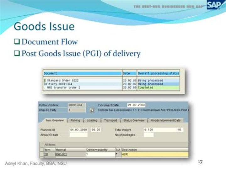 What is post goods issue in SAP SD?