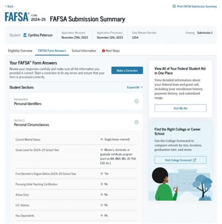 What is Question 23 on the FAFSA?