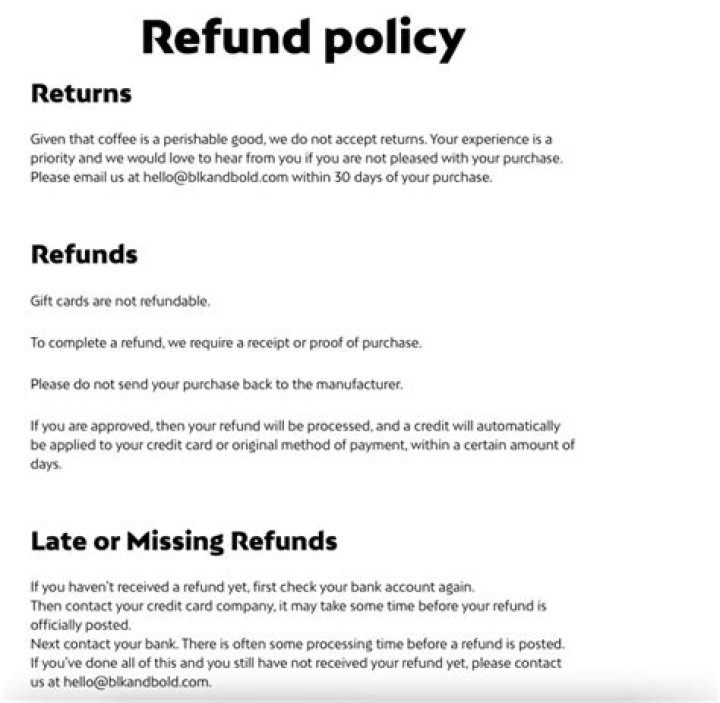 What is standard return policy?