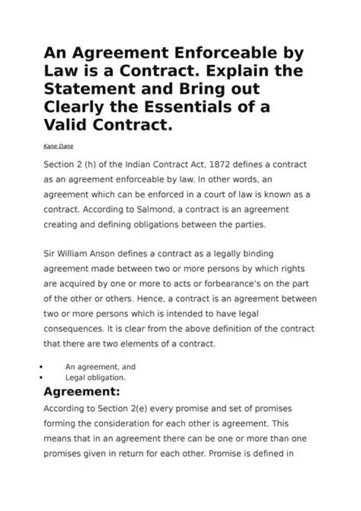 What is the agreement that is enforceable by law?