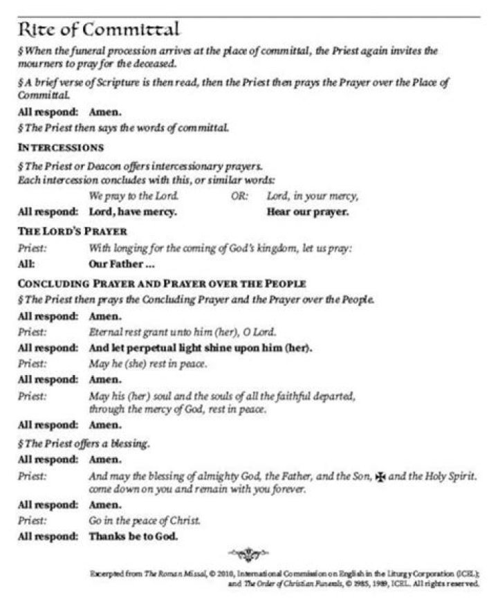 What is the Catholic Rite of committal?