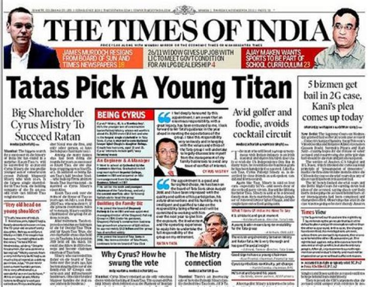 What is the cost of Times of India newspaper?
