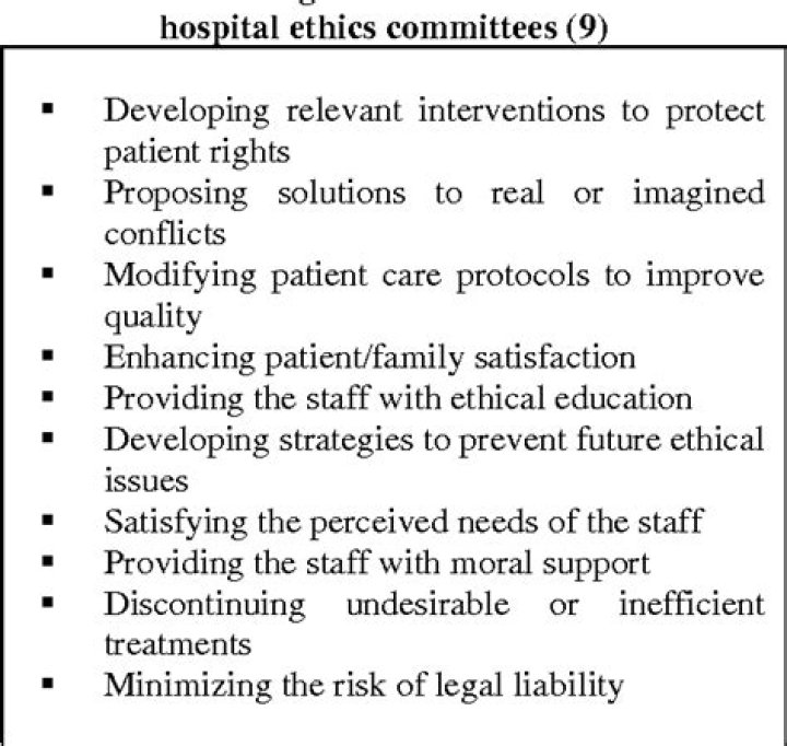 What is the main function of an ethics committee?