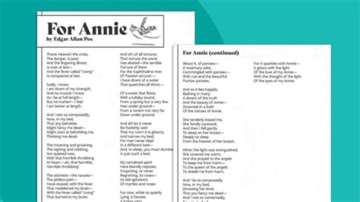 What is the meaning of the poem For Annie by Edgar Allan Poe?