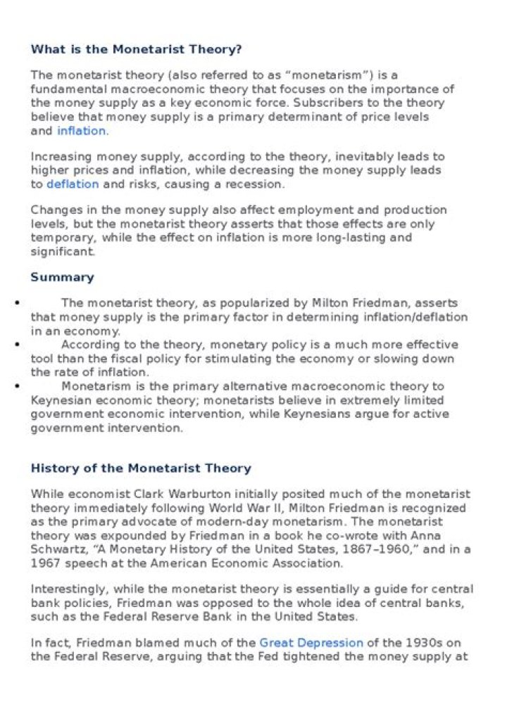 What is the monetarist theory?