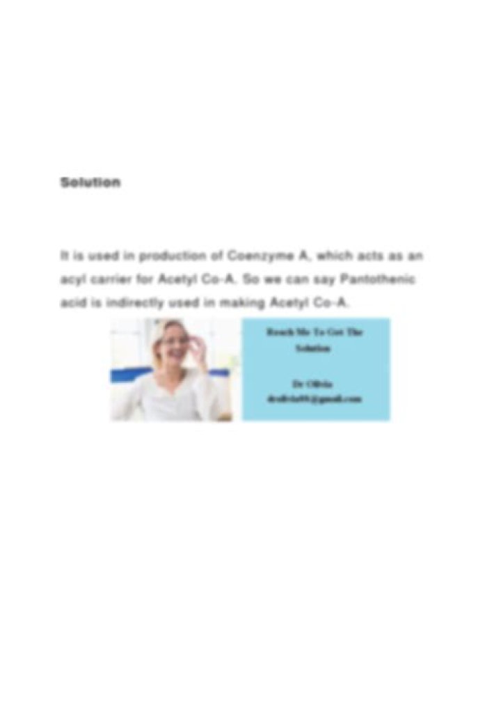 What is the purpose of pantothenic acid?
