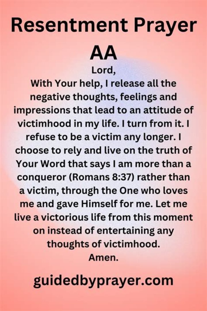 What is the resentment prayer in AA?