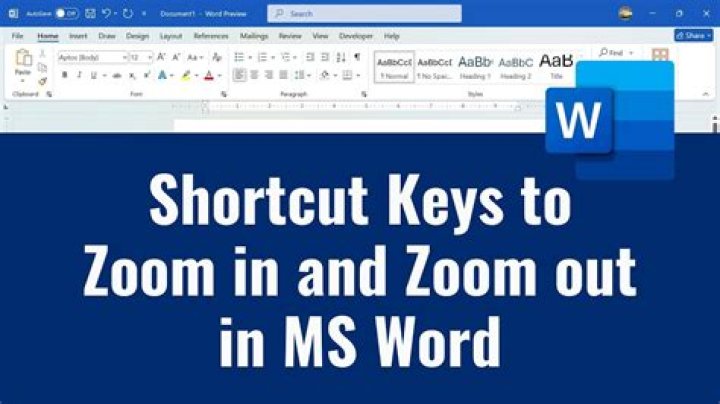 What is the shortcut key for zoom in Word?