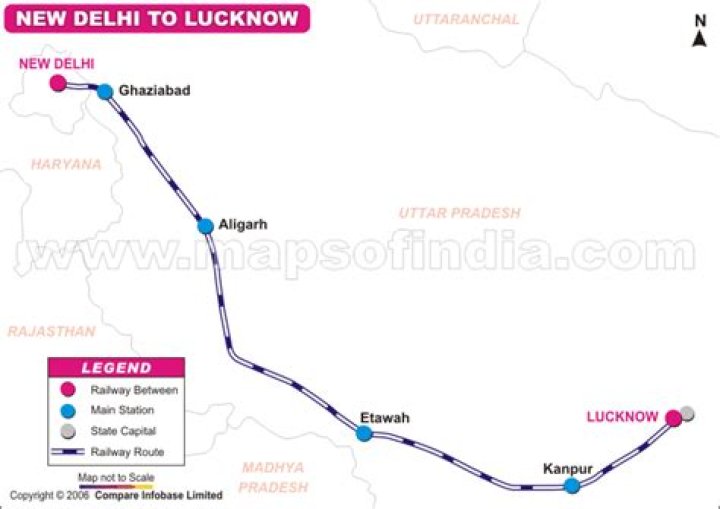 What is the timing of Shatabdi from Lucknow to Delhi?