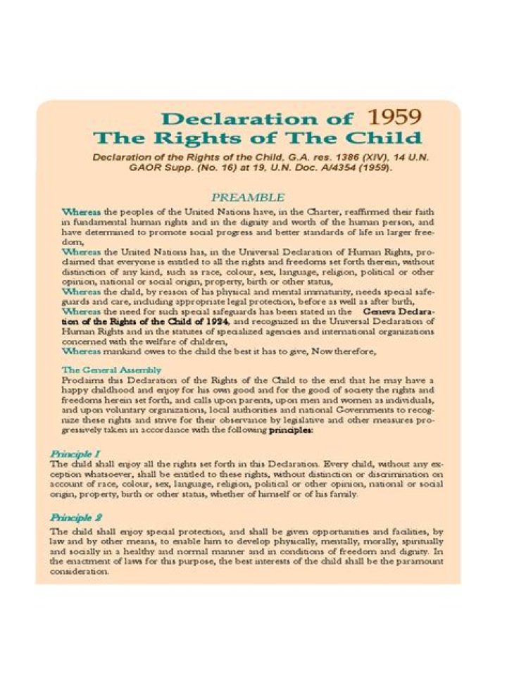 What is the UN Declaration of child rights?
