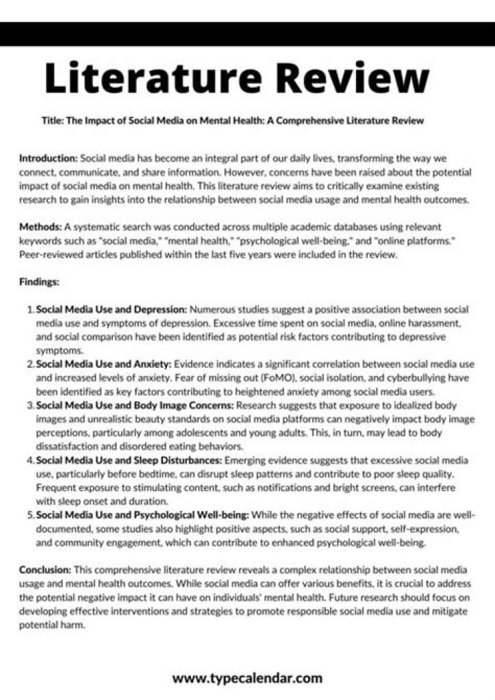 What should be included in a literature review?