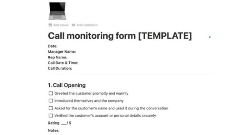 What should be included on your call monitoring form?