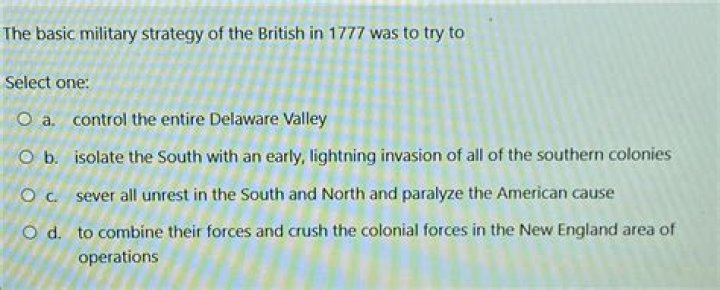 What was the British military strategy in 1777?