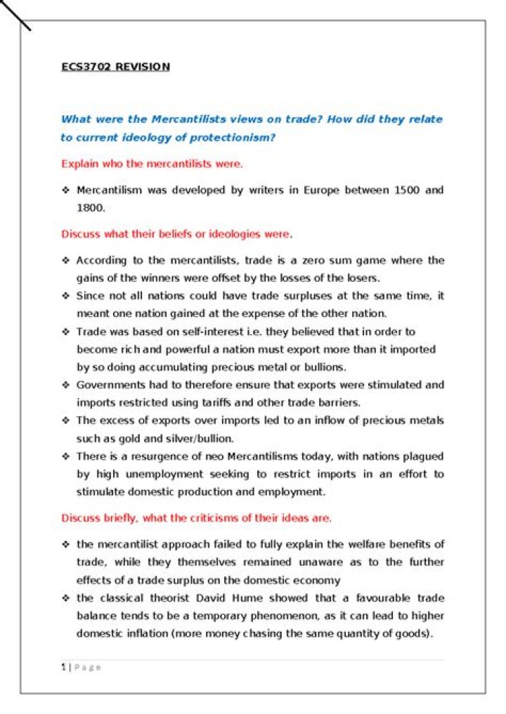 What were the mercantilists views on trade?