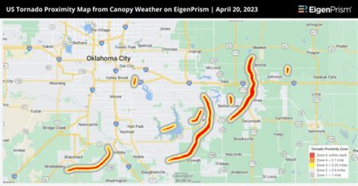 Where did the tornado hit in Oklahoma?