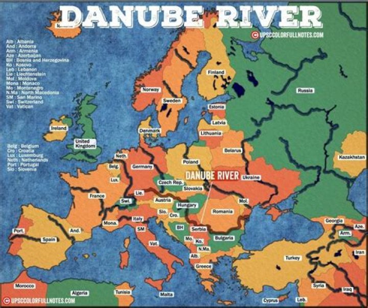 Where does the Danube river start and stop?