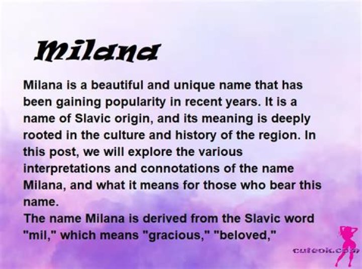 Where does the name Milana originate from?