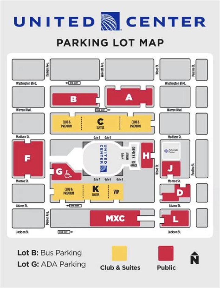 Where is parking lot C at the United Center?