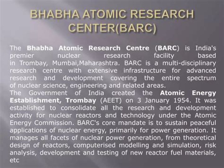Where is the Bhabha Atomic Research Centre located?