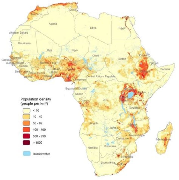 Which country has the highest population density in Africa?