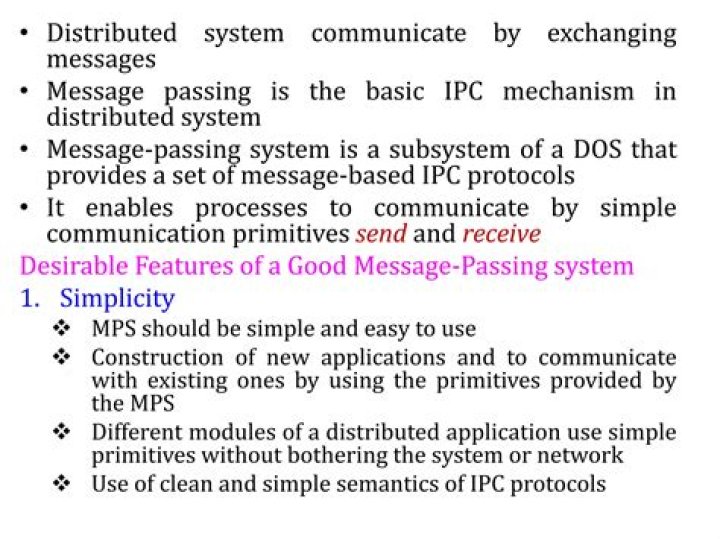 Which mechanism is used for message passing in distributed system?