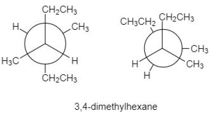 Which Newman projection of 3/4-Dimethylhexane shows the most stable conformer?