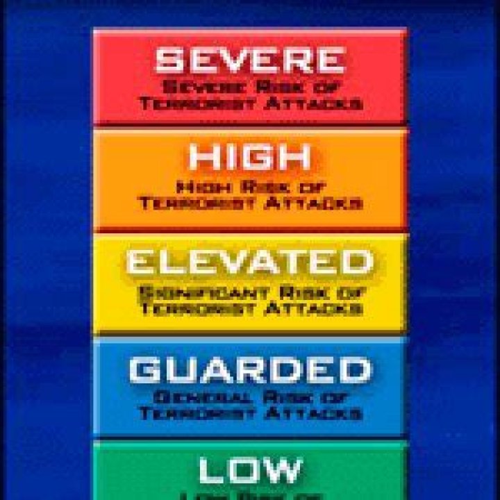 Which of the following colors is used by the Homeland Security Advisory System to indicate a guarded threat level?