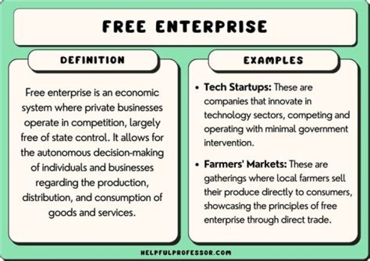 Who controls the means of production in a free enterprise system?