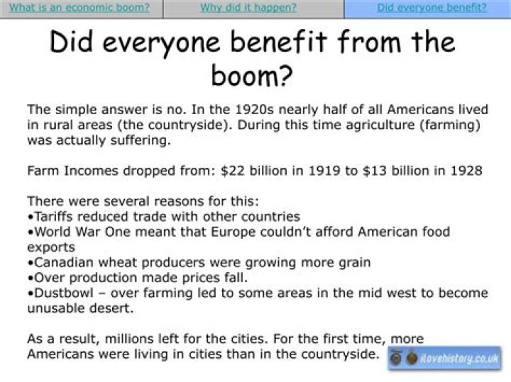 Who did not benefit from the economic boom?