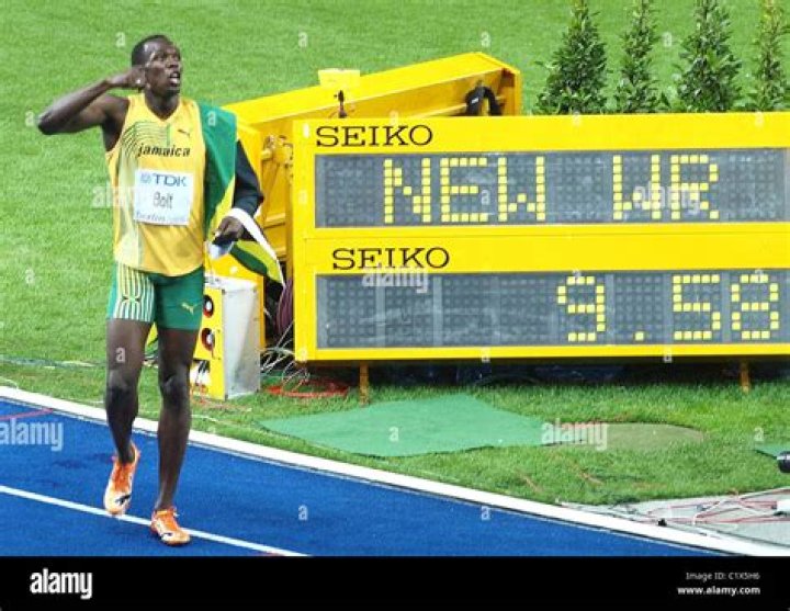 Who holds the record for 100 Metres?
