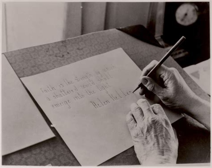 Who was Helen Keller write a short note?