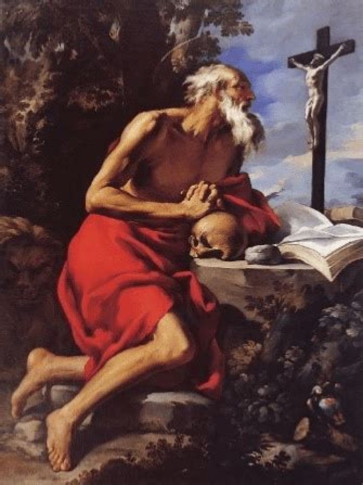 Why is St Jerome holding a rock?